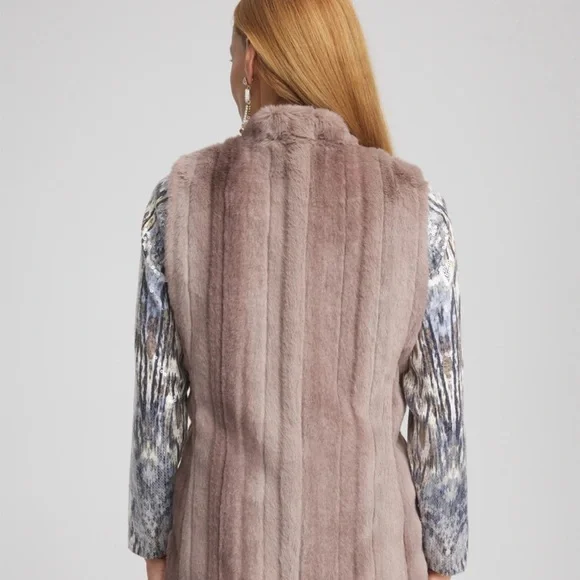 Chico's Plush Faux Fur Vest in Soft Brown - Picture 3 of 4